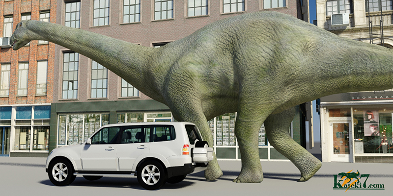 カマラサウルスと大型RV車の比較